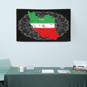 Iran Karte mit Flagge und Emblem Banner