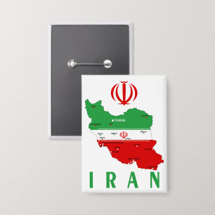 Iran Karte mit Flagge und Emblem Button