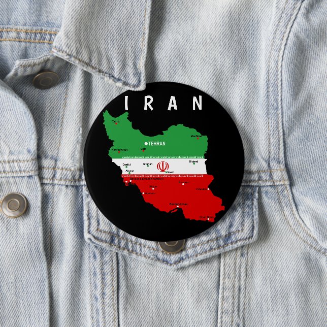Iran Karte mit Flagge und Emblem Button (Beispiel)
