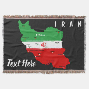 Iran Karte mit Flagge und Emblem Decke