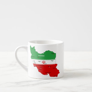 Iran Karte mit Flagge und Emblem Espressotasse