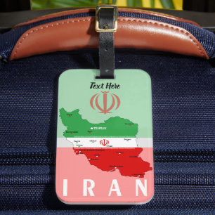 Iran Karte mit Flagge und Emblem Gepäckanhänger