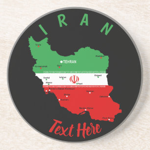 Iran Karte mit Flagge und Emblem Getränkeuntersetzer