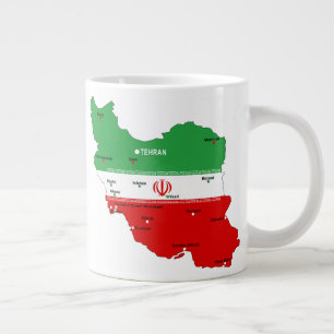 Iran Karte mit Flagge und Emblem Jumbo-Tasse