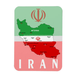 Iran Karte mit Flagge und Emblem Magnet