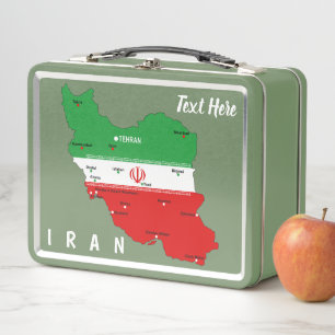Iran Karte mit Flagge und Emblem Metall Brotdose