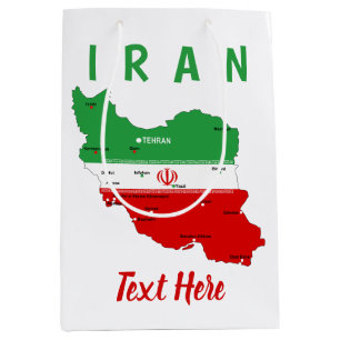 Iran Karte mit Flagge und Emblem Mittlere Geschenktüte