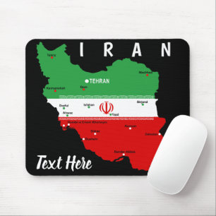 Iran Karte mit Flagge und Emblem Mousepad