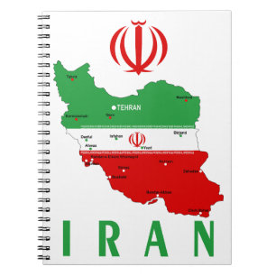 Iran Karte mit Flagge und Emblem Notizblock