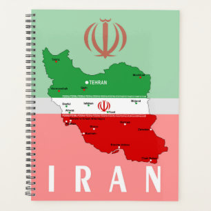 Iran Karte mit Flagge und Emblem Planer