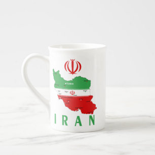 Iran Karte mit Flagge und Emblem Prozellantasse