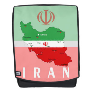 Iran Karte mit Flagge und Emblem Rucksack