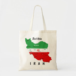 Iran Karte mit Flagge und Emblem Tragetasche
