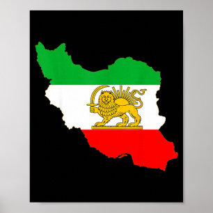 Iran Karte mit Löwe und Sonnen-Emblem, persische F Poster