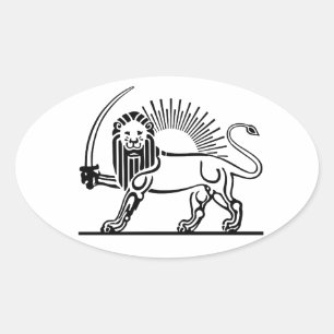 Iran Lion & Sun (Shir-O-Khorshid) Ovaler Aufkleber