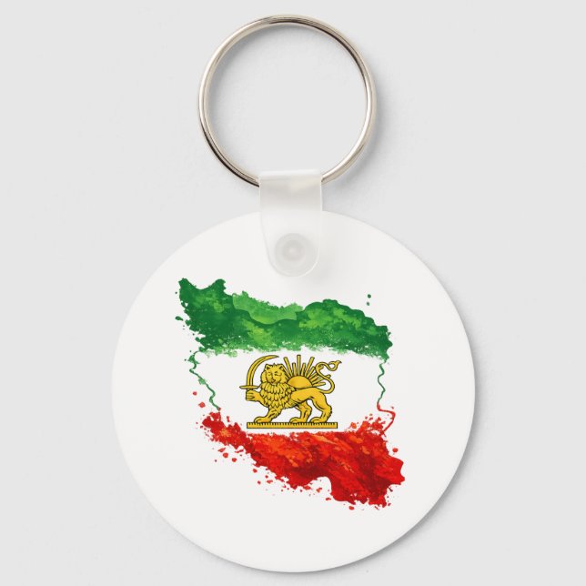 Iran Löwe & Sonne Schlüsselanhänger | Persisch Shi (Vorderseite)