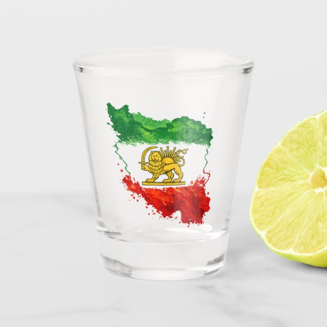 Iran Löwe & Sonne Schnapsglas | Persisch Shir o Kh (Vorderseite)