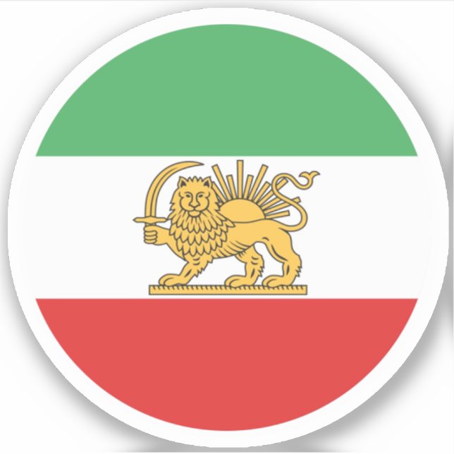 Iran Löwenflagge Rund Aufkleber (Vorderseite)