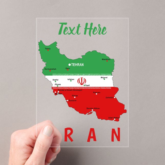 Iran Map with Flag and Emblem Acryleinladungen (Insitu (Handheld))