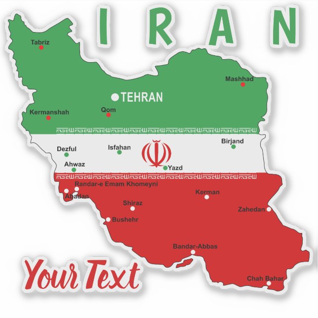 Iran Map with Flag and Emblem Aufkleber (Vorderseite)