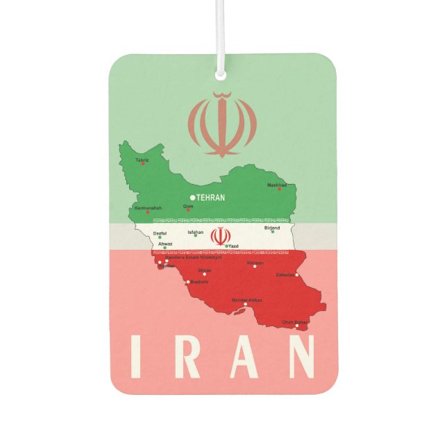 Iran Map with Flag and Emblem Autolufterfrischer (Vorderseite)