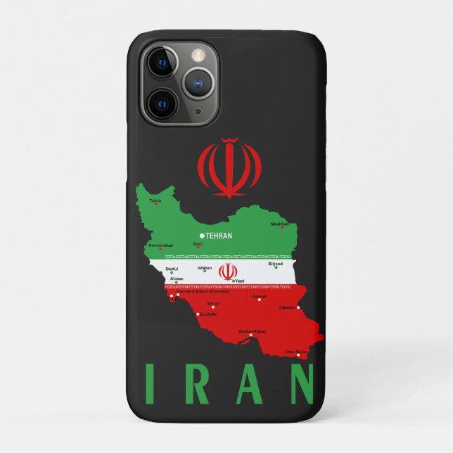 Iran Map with Flag and Emblem Case-Mate iPhone Hülle (Rückseite)