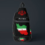 Iran Map with Flag and Emblem Crossbody Bag<br><div class="desc">Iran Political Map with capital Tehran,  national borders,  most important cities,  rivers and lakes. The Iranian Flag Colors are superposed on the Map Silhouette. Vector Illustration by BluedarkArt TheChameleonArt</div>