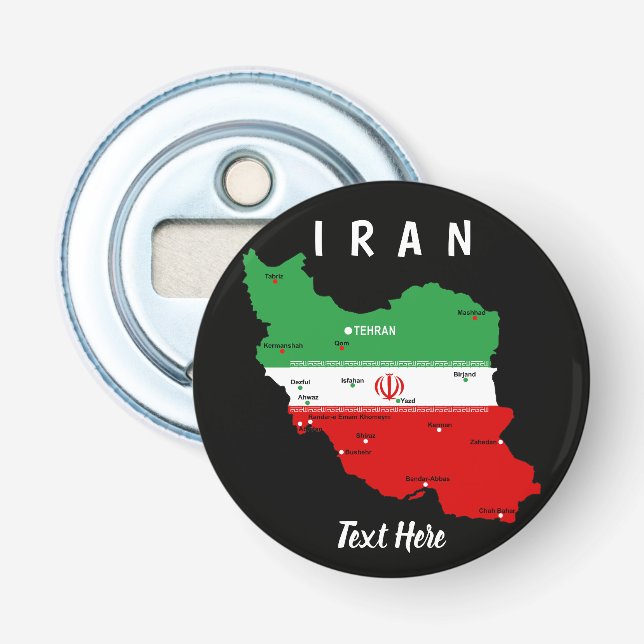 Iran Map with Flag and Emblem Flaschenöffner (Vorderseite)