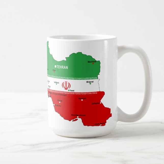 Iran Map with Flag and Emblem Kaffeetasse (Rechts)