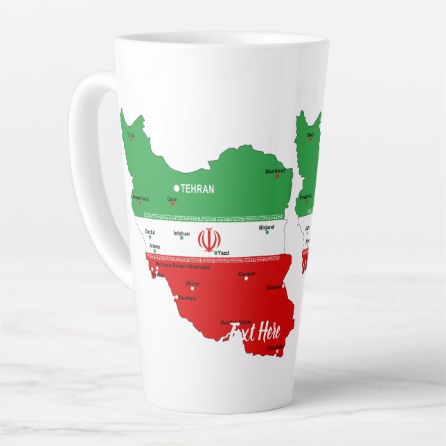 Iran Map with Flag and Emblem Milchtasse (Linke Ecke)
