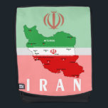 Iran Map with Flag and Emblem Rucksack<br><div class="desc">Iran Political Map with capital Tehran, national borders, most important cities, rivers and lakes. The Iranian Flag Colors are superposed on the Map Silhouette. Vector Illustration by BluedarkArt TheChameleonArt</div>