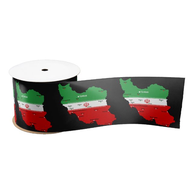 Iran Map with Flag and Emblem Satinband (Spule)