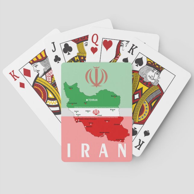 Iran Map with Flag and Emblem Spielkarten (Rückseite)