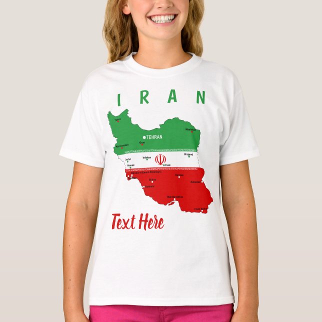 Iran Map with Flag and Emblem T-Shirt (Vorderseite)