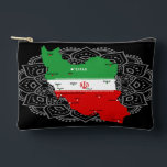 Iran Map with Flag and Emblem Zubehörtasche<br><div class="desc">Iran Political Map with capital Tehran,  national borders,  most important cities,  rivers and lakes. The Iranian Flag Colors are superposed on the Map Silhouette. Vector Illustration by BluedarkArt TheChameleonArt</div>