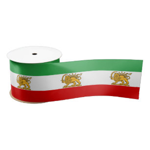 Iran, persische Flagge mit Löwe, Schah von Iran / Satinband