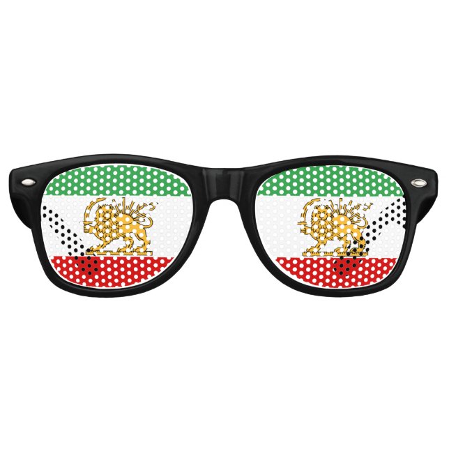 Iran, persische Flagge mit Löwen, Schah des Iran Partybrille (Vorderseite)
