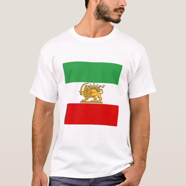 Iran, persische Flagge mit Löwen, Schah des Iran T-Shirt (Vorderseite)