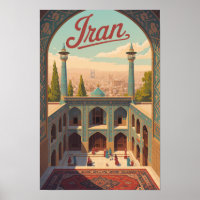 Iran Skyline Illustration Reise Kunst Vintage