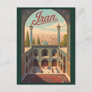 Iran Skyline Illustration Reise Kunst Vintage Postkarte