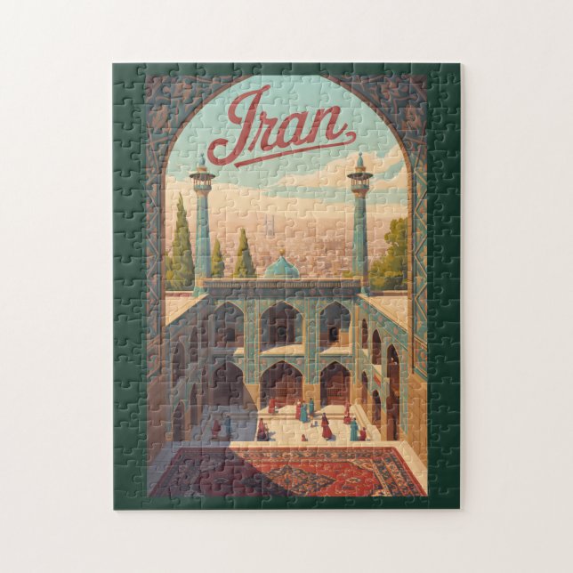 Iran Skyline Illustration Reise Kunst Vintage Puzzle (Vertikal)