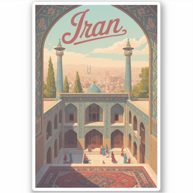 Iran Skyline Illustration Travel Art Vintage Aufkleber (Vorderseite)