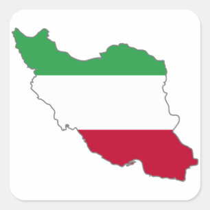Iran Tricolor-Flag-Karte Quadratischer Aufkleber