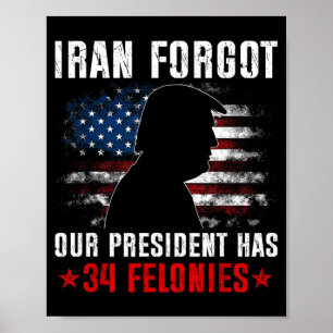 Iran vergaß, dass der Präsident 34 Verbrechen hat Poster
