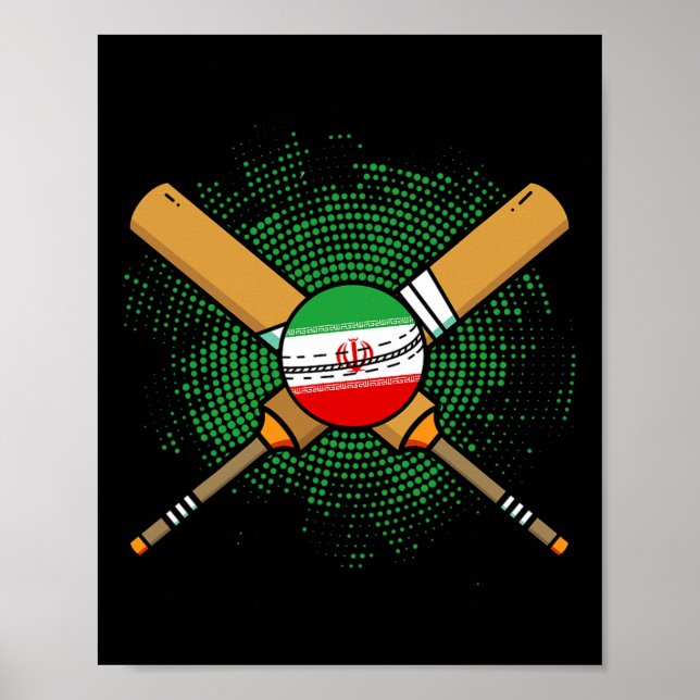 Iranian Cricket Racket And Ll Flag Of Iran  Poster (Vorne)