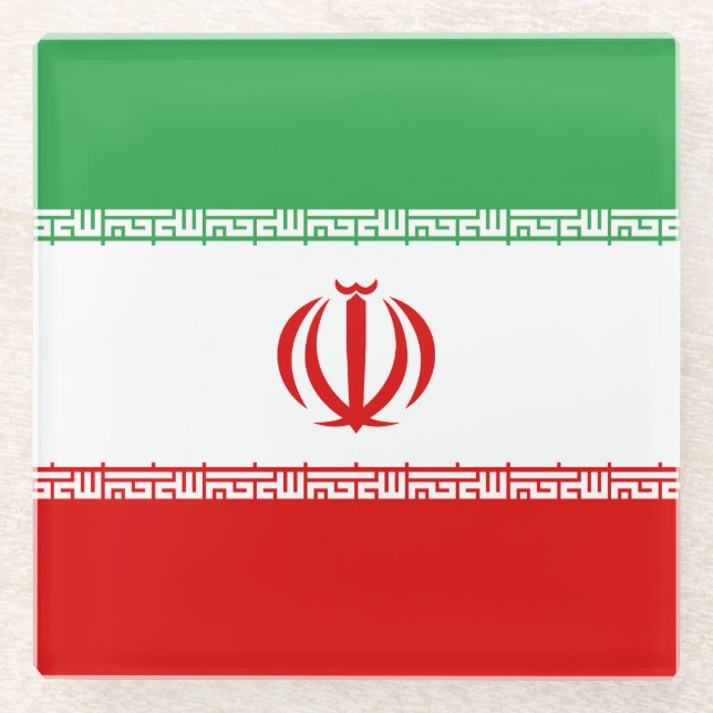 Iranische Flagge Glasuntersetzer (Vorderseite)