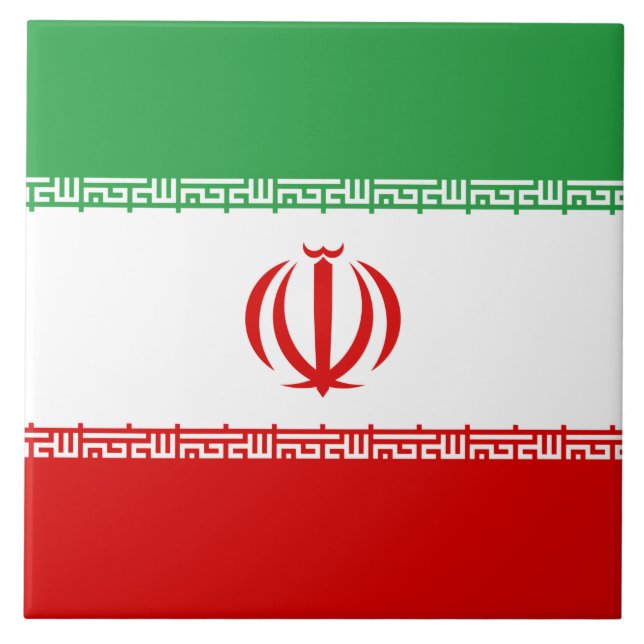 Iranische Flagge (Iran) (Persisch) Fliese (Vorderseite)