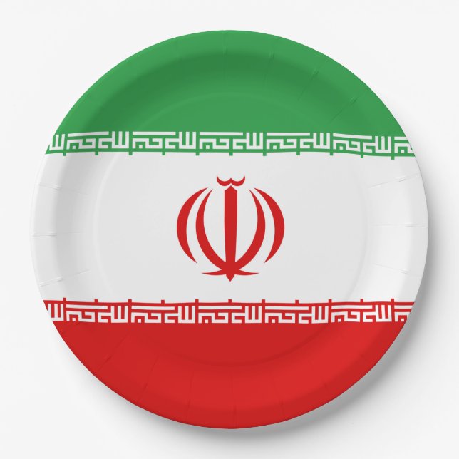 Iranische Flagge (Iran) (Persisch) Pappteller (Vorderseite)