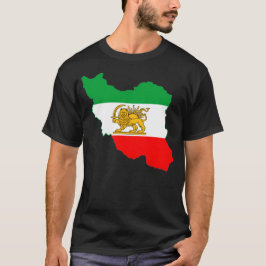 Iranische Flagge Karte mit Löwenlogo T-Shirt