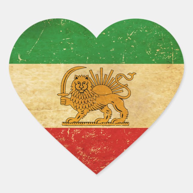 Iranische Flagge - Löwe und Sonnenschein - Flagge  Herz-Aufkleber (Vorderseite)